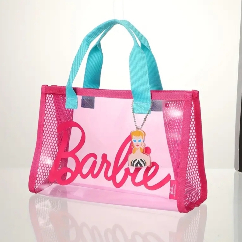 New PVC Translucent Pink Barbie-themed tote Bag & Charm